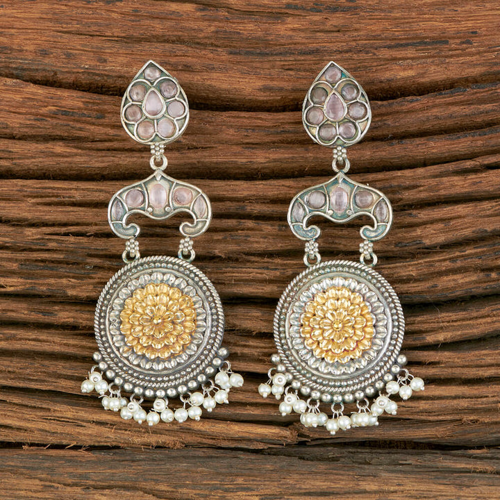 Oxidised Classic Earring With 2 Tone Plating 804551