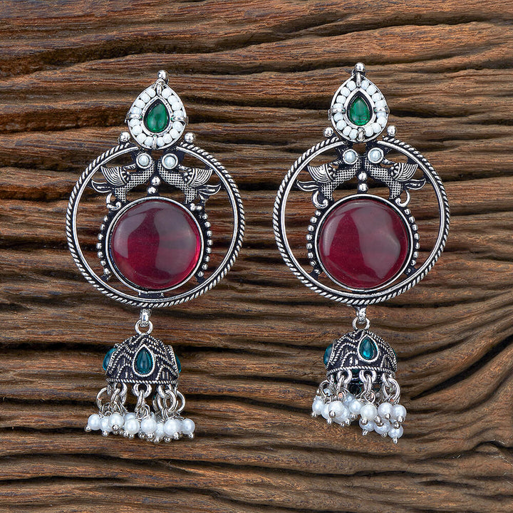 Peacock Earring With Oxidised Plating 805644