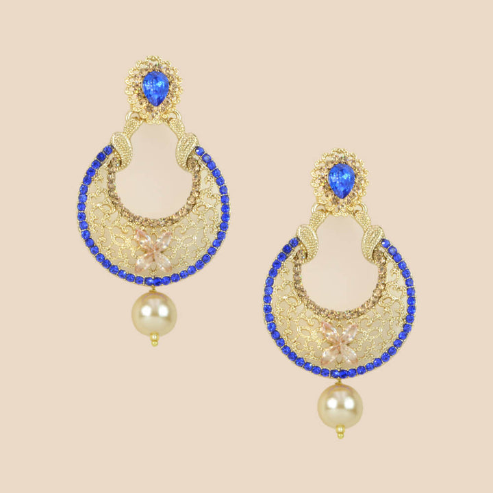 Indo Western Chand Earring with mehndi plating 8286