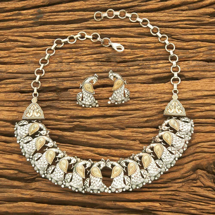 Indo Western Peacock Necklace with 2 tone plating 8524