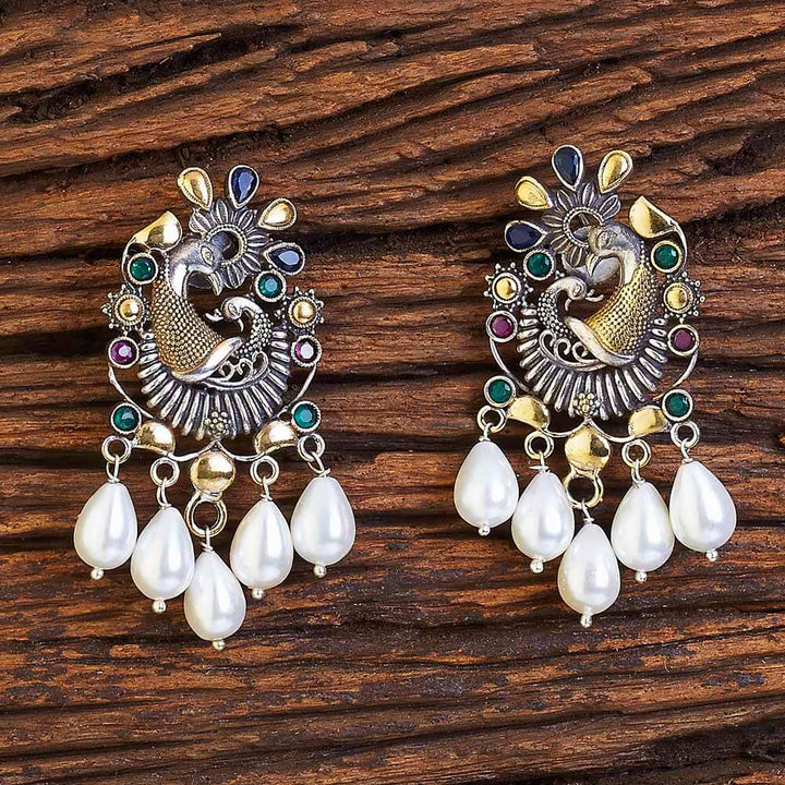 Indo Western Peacock Earring with 2 tone plating 8540