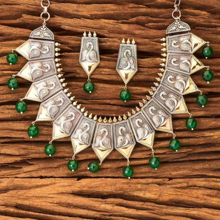 Indo Western Peacock Necklace with 2 tone plating 8686