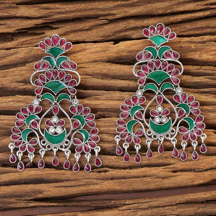 Indo Western Classic Earring with rhodium plating 8778