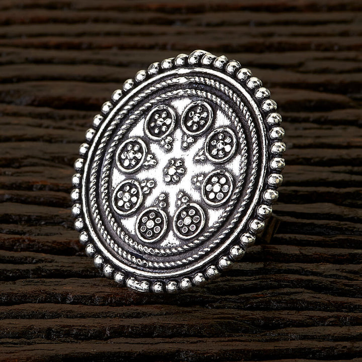 Trendy Ring with oxidised plating 90138