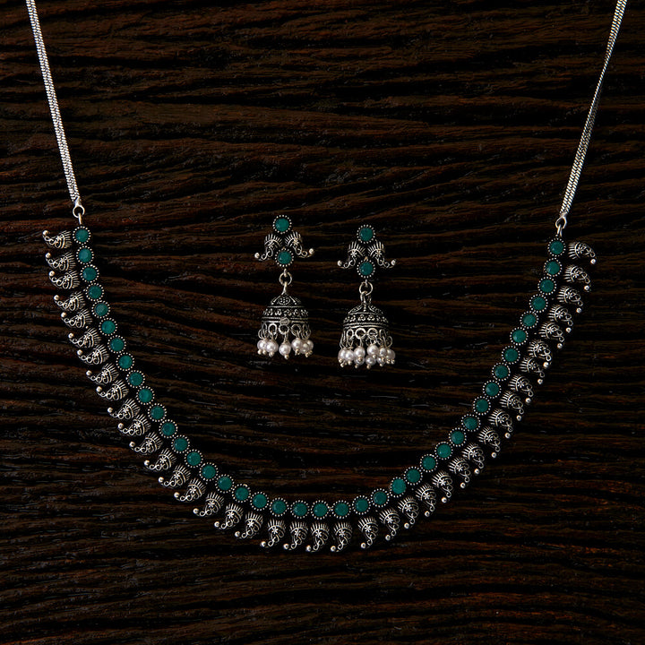 Delicate Necklace with oxidised plating 90166