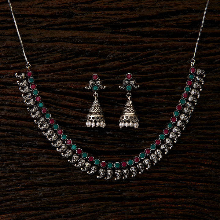 Delicate Necklace with oxidised plating 90166