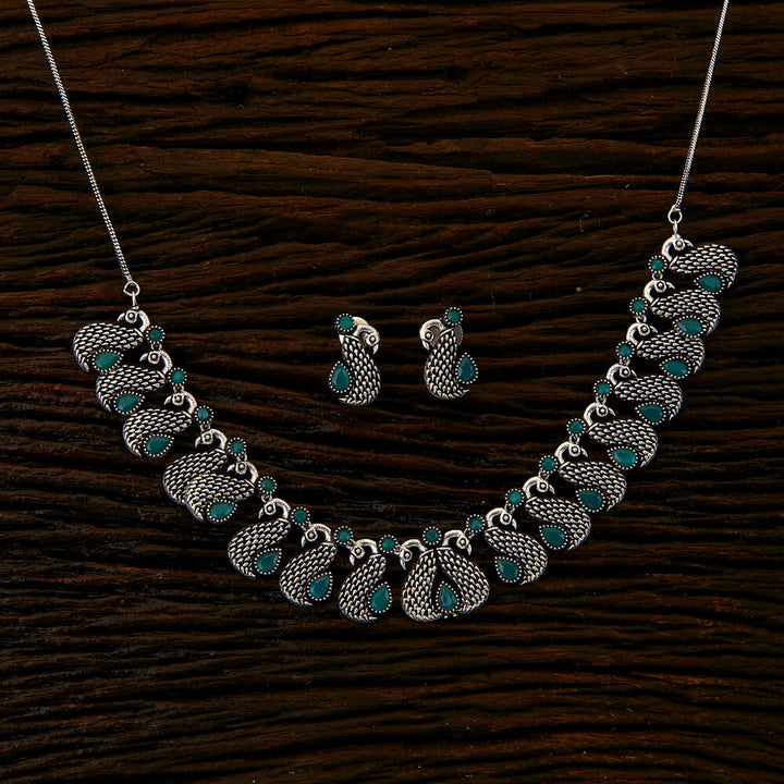 Peacock Necklace with oxidised plating 90167