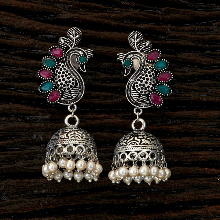 Peacock Earring with oxidised plating 90179