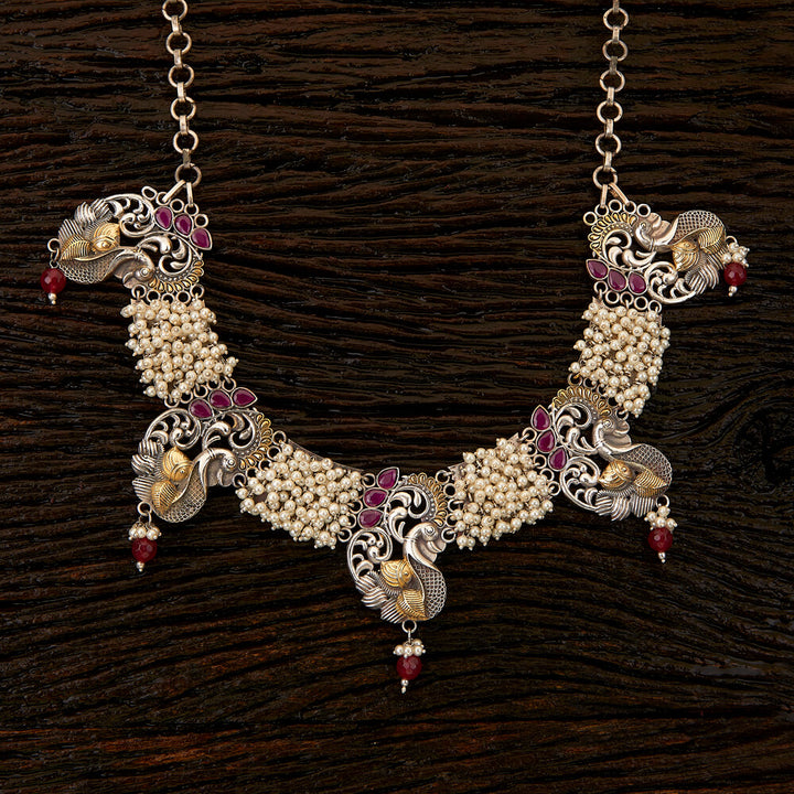 Indo Western Peacock Necklace with 2 tone plating 90343