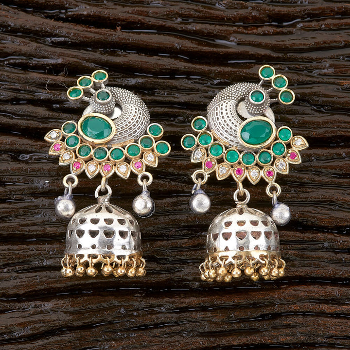 Indo Western Peacock Earring with 2 Tone plating 90466
